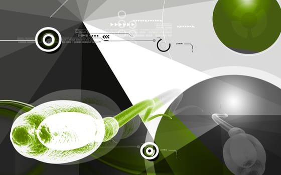 Digital illustration of sperm in colour background