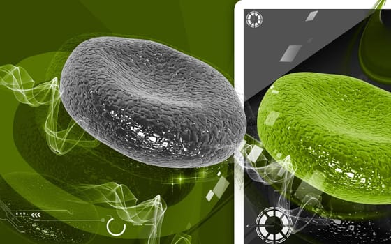 Digital illustration of blood cell in colour background