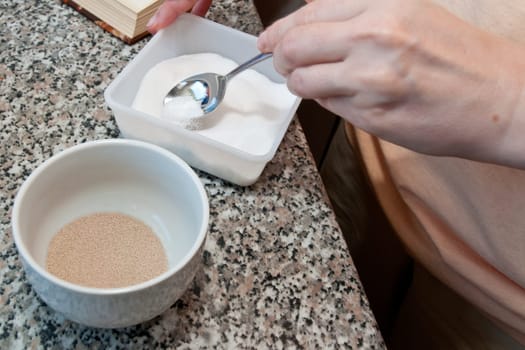 Yeast and sugar for baking yeast dough