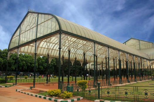 Side view of lalbagh glass house at bengaluru, india