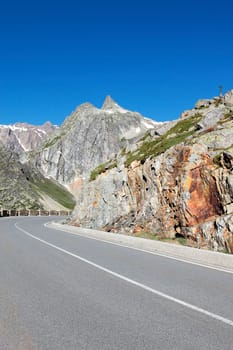 road in italian alpine mountain in summer