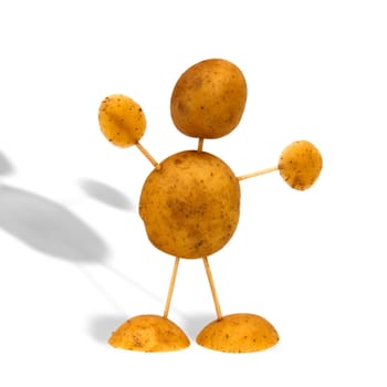 A figure built from potato pieces and toothpicks
