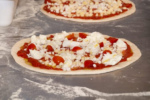 Neapolitan pizza before baking
