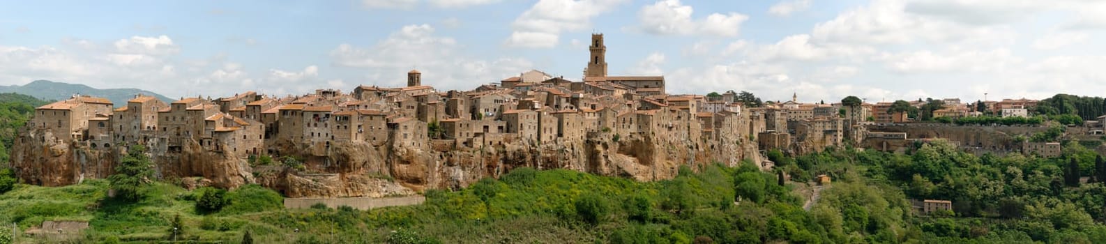 view of the village of Pitigliano in Tuscany built on tuff