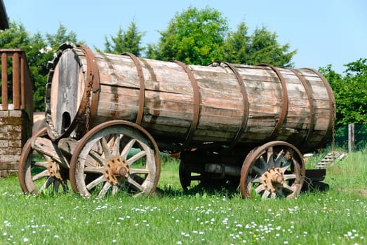 old tank barrels to carry water in Emilia Romagna