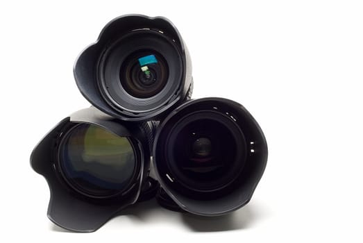 Photographic equipment isolated on a white background.