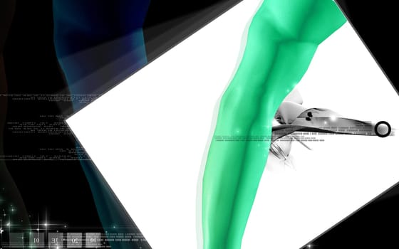Digital illustration of hand in colour background