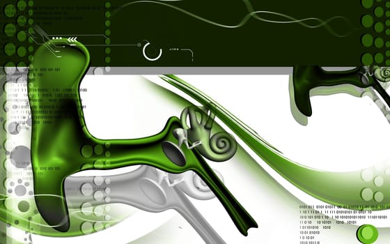 Digital illustration of ear in colour background