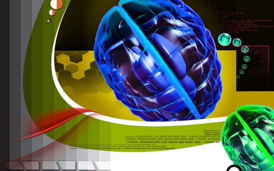 Digital illustration of brain in colour background