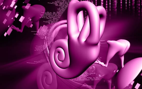 Digital illustration of ear in colour background