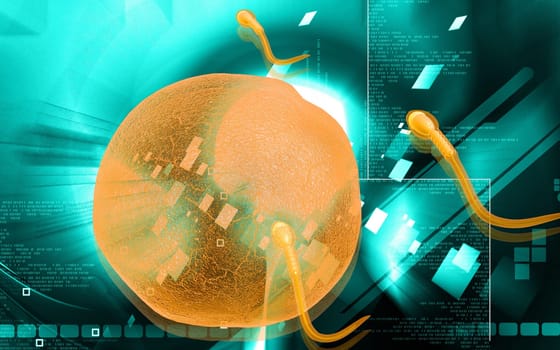 Digital illustration of sperm in colour background