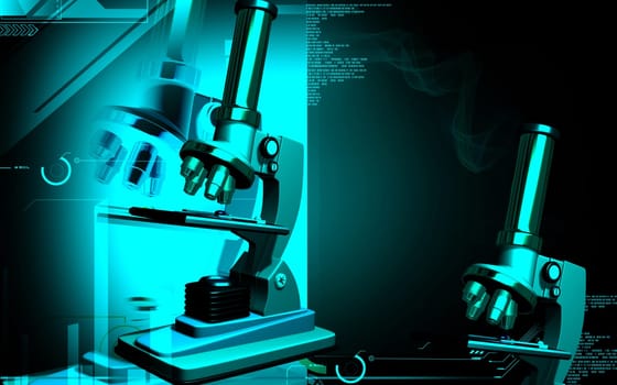 Digital illustration of microscope in colour background