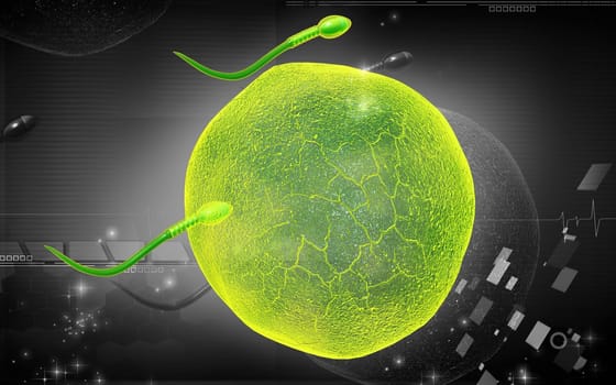 Digital illustration of sperm in colour background