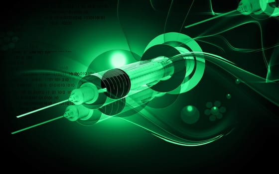 Digital illustration of syringe in colour background