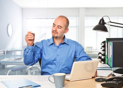 portrait of caucasian man in office