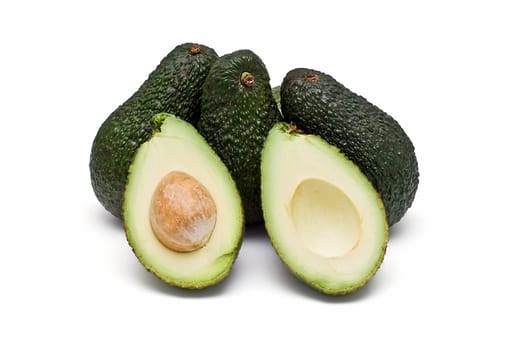 Fresh avocados isolated on a white background.