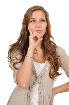 Young woman in a thinker's position