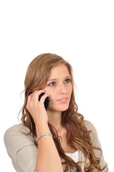Female student dreaming on the phone