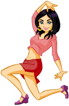 a digitally illustrated colorful pretty girl