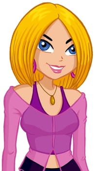 a digitally illustrated colorful pretty girl