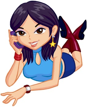 a digitally illustrated colorful pretty girl