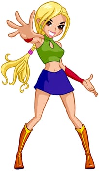 a digitally illustrated colorful pretty girl