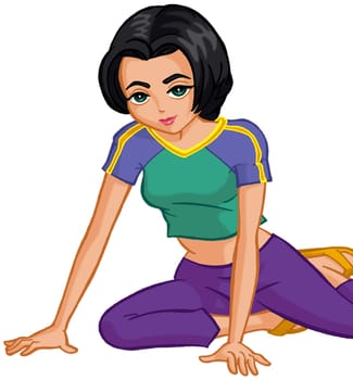 a digitally illustrated colorful pretty girl