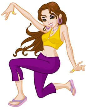 a digitally illustrated colorful pretty girl