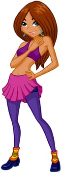 a digitally illustrated colorful pretty girl