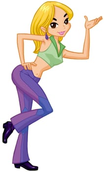 a digitally illustrated colorful pretty girl