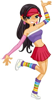 a digitally illustrated colorful pretty girl