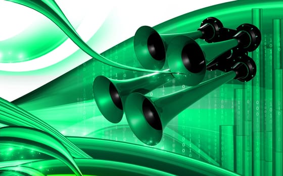 Digital illustration of horn in colour background