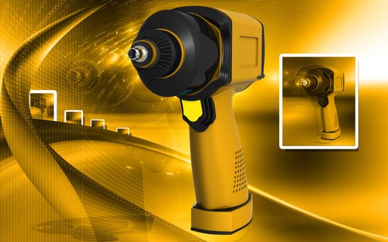 Digital illustration of impact wrench in colour background