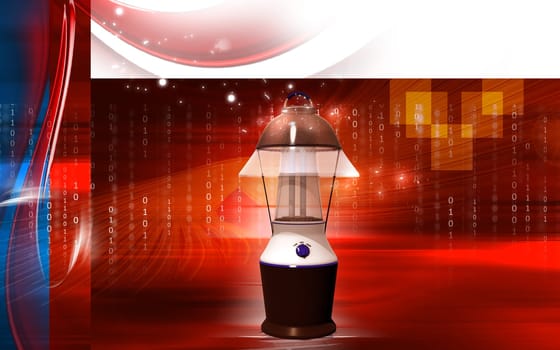 Digital illustration of a Rechargeable floured lantern in colour background