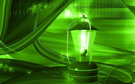 Digital illustration of a Rechargeable floured lantern in colour background