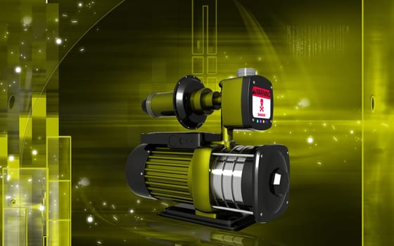 Digital illustration of pressure pump in colour background