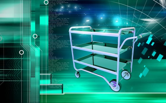 Digital illustration of a Service cart in colour background