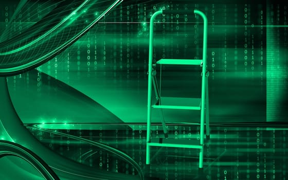 Digital illustration of ladder in colour background