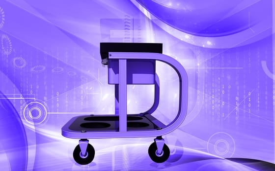 Digital illustration of Roller seat with drawer in colour background