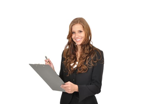 Businesswoman with suit and clipboard