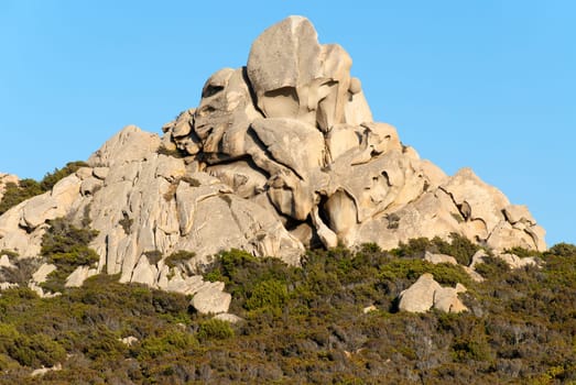 Granite rock on the island of La Maddalena in Sardinia
