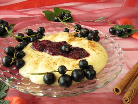 Dessert with berries in cassis