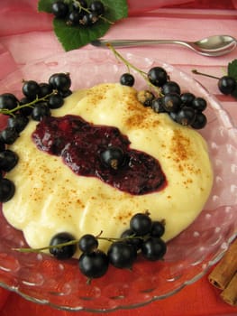 Dessert with berries in cassis