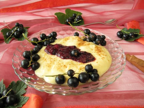 Dessert with berries in cassis