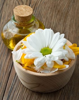 spa accessories on wood table