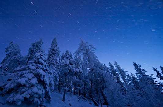 at night in the Alps