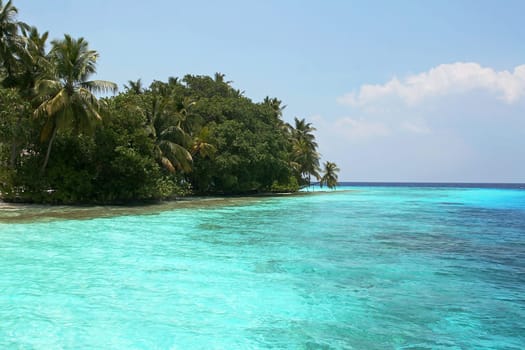 Turquoise waters in the Maldives