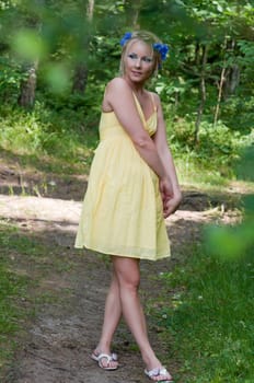 Outdoor shoting of beautiful young caucasian woman