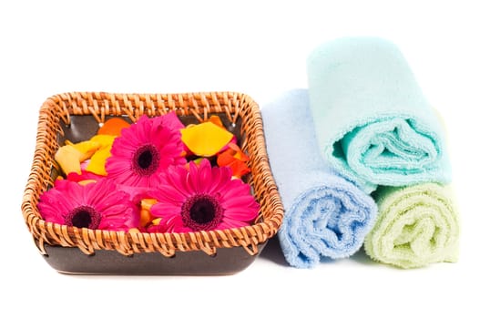 Studio shot of spa accessories, isolated on white