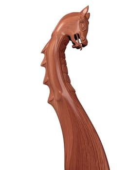 Illustration of an ancient wooden figurehead from a Viking longboat